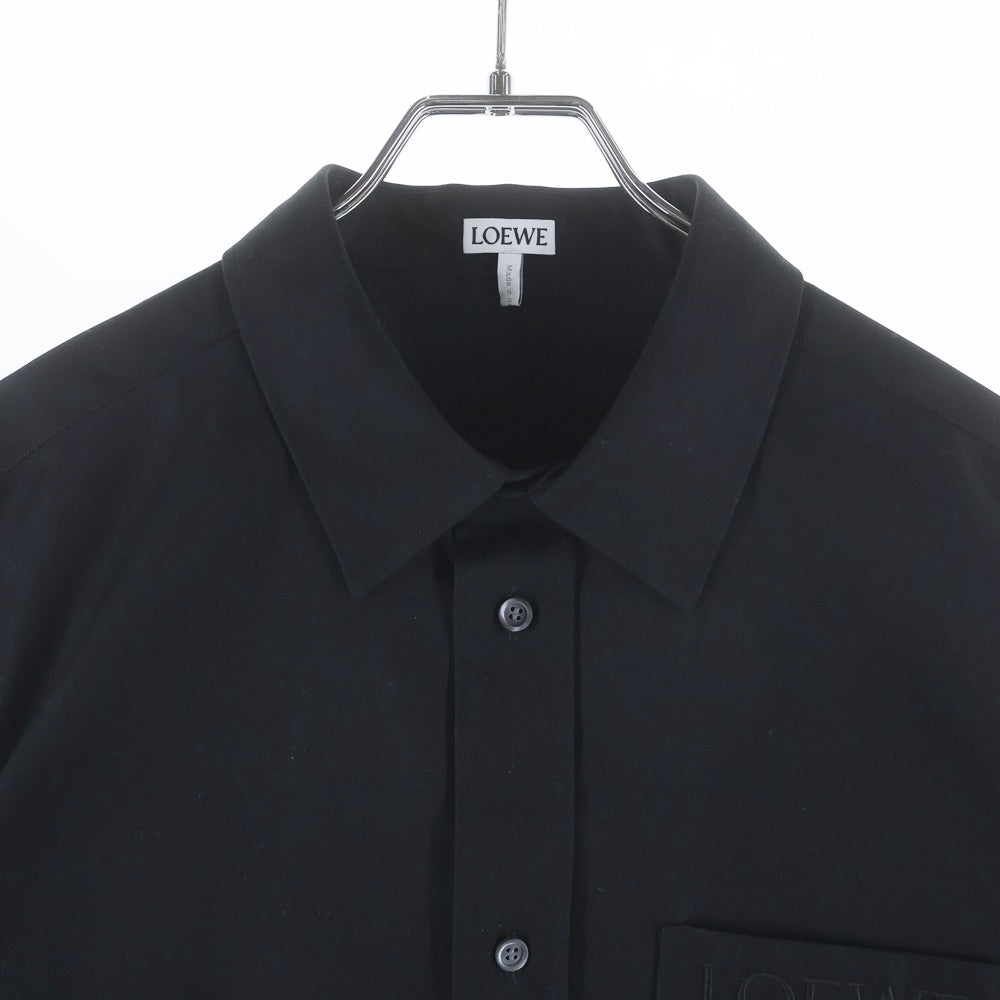 LOEWE(ロエベ) Anagram Pocket Shirt アナグラムロゴ刺繍 ポケット 長袖シャツ ブラック H526Y05X82