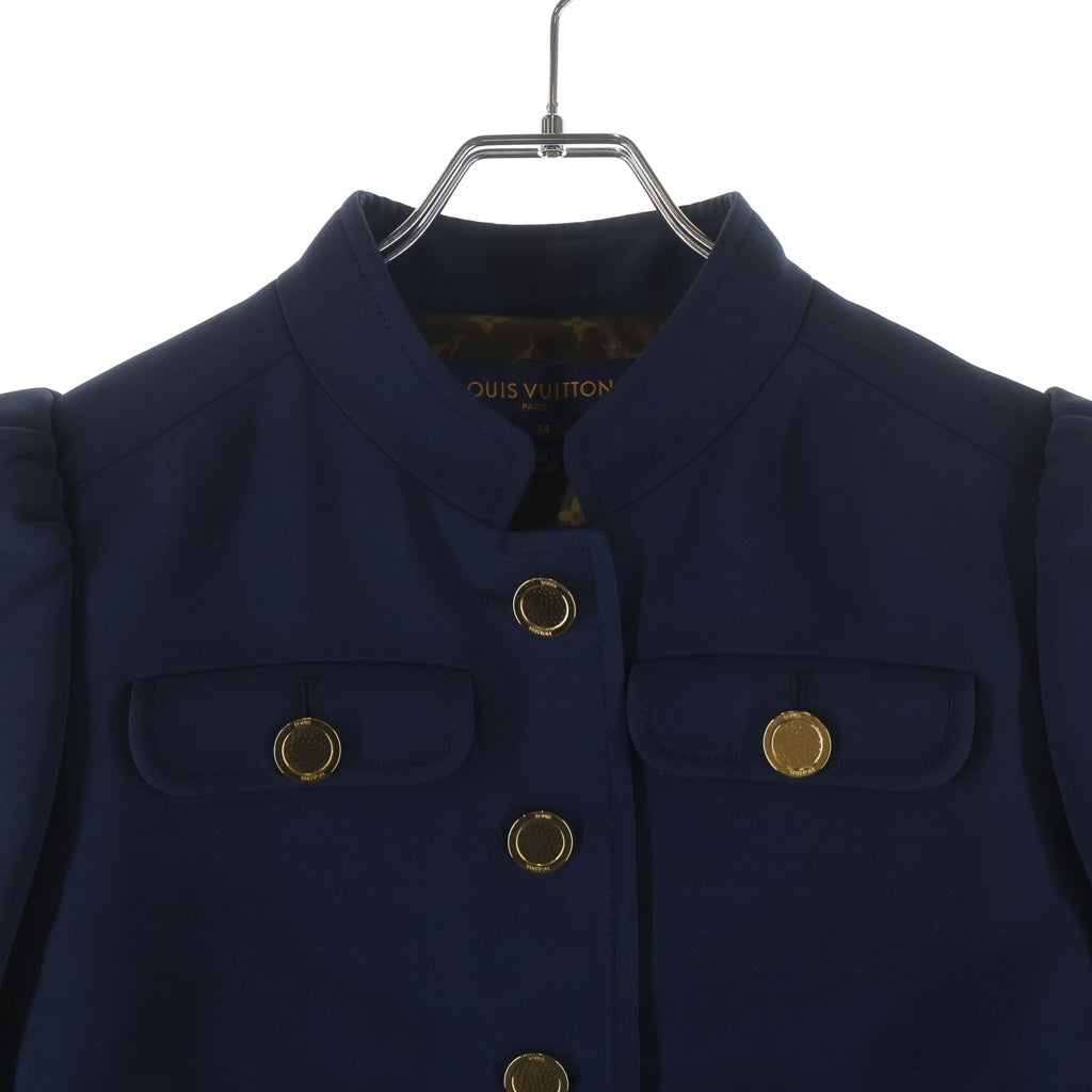 LOUIS VUITTON(ルイヴィトン) ノーカラー ジャケット ネイビー/ブラウン RW201B レディース