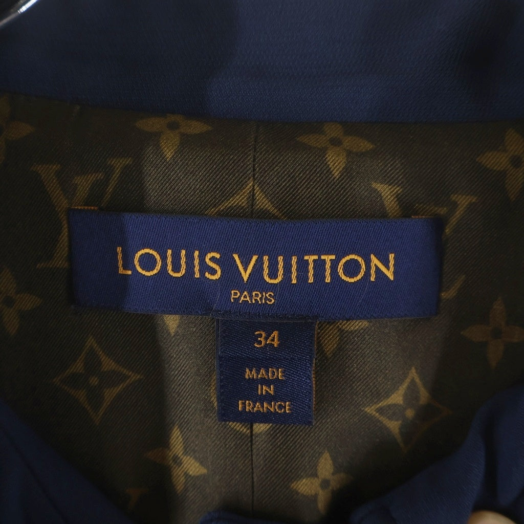 LOUIS VUITTON(ルイヴィトン) ノーカラー ジャケット ネイビー/ブラウン RW201B レディース