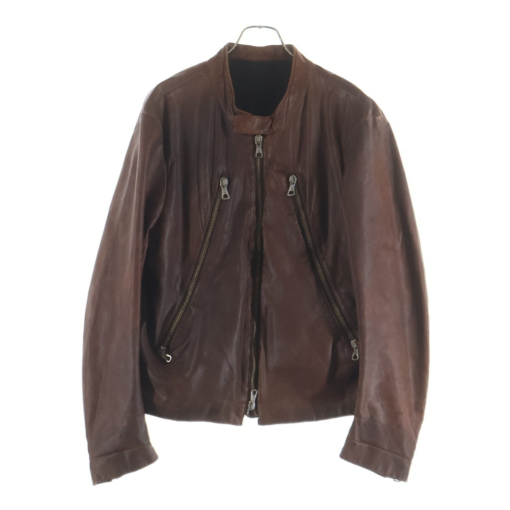 Maison Martin Margiela(メゾンマルタンマルジェラ) 04AW 八の字 5ジップ カウレザー シングル ライダース ジャケット ブラウン 30 PK019