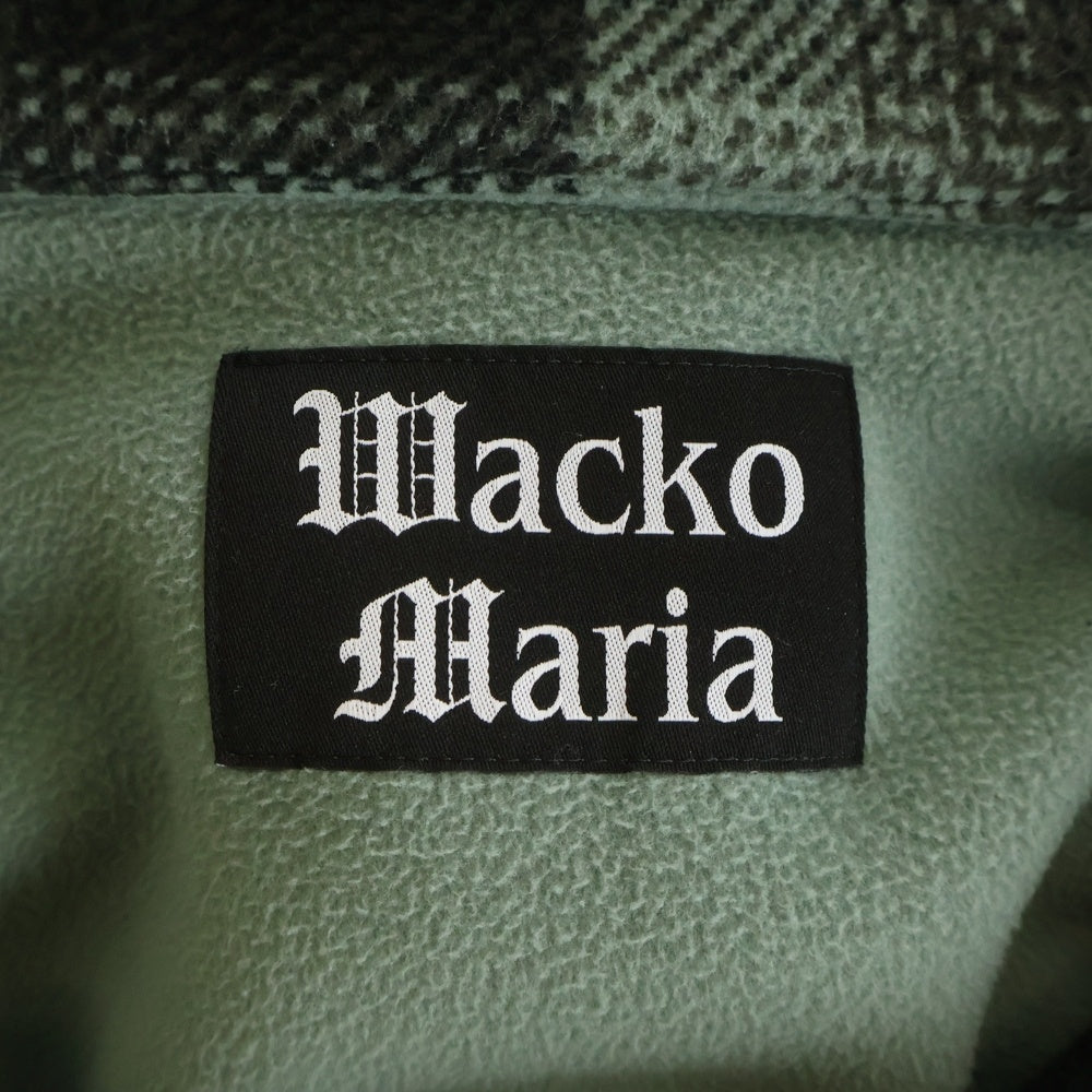 WACKO MARIA(ワコマリア) CHECK FLEECE SHIRT JACKET(TYPE-2) チェック総柄 ロゴ刺繍 フリース シャツジャケット グリーン