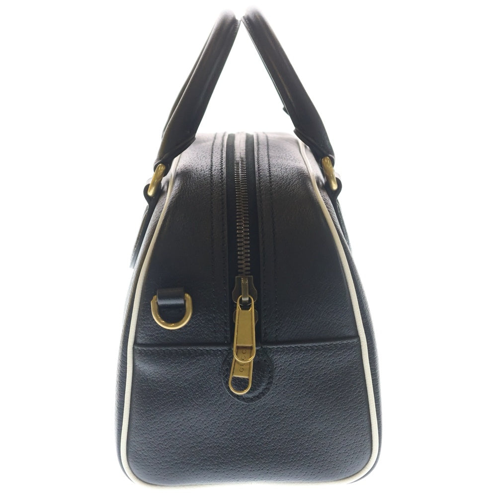 GUCCI(グッチ) ×adidas アディダス ミニダッフル レザー2WAY ハンド ショルダーバッグ ゴールド金具 ブラック 702397 レディース