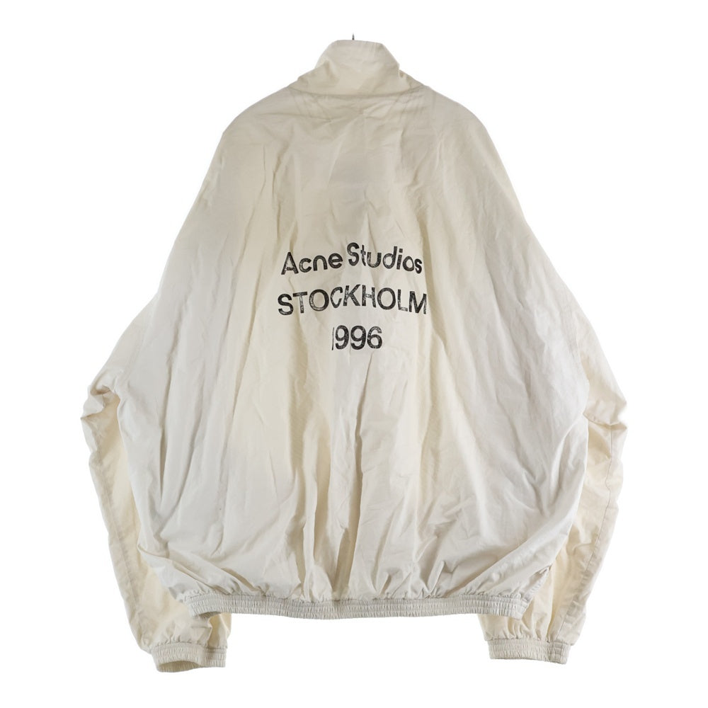 Acne Studios(アクネ ストゥディオズ) 24SS ユーズド加工 バックロゴプリント ジッパー ジップアップ トラックジャケット アイボリー FN-MN-OUTW001165