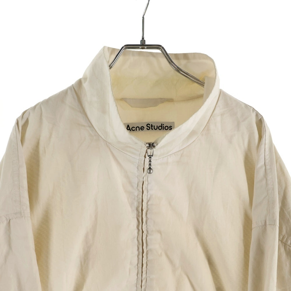 Acne Studios(アクネ ストゥディオズ) 24SS ユーズド加工 バックロゴプリント ジッパー ジップアップ トラックジャケット アイボリー FN-MN-OUTW001165