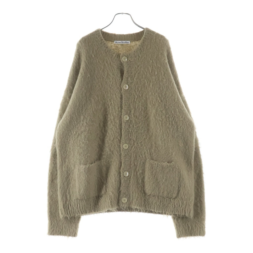 Acne Studios(アクネ ストゥディオズ) モヘア混 クルーネック ニット 長袖カーディガン カーキ FN-MN-KNIT000431