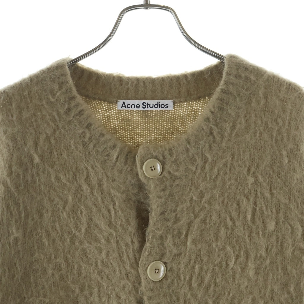 Acne Studios(アクネ ストゥディオズ) モヘア混 クルーネック ニット 長袖カーディガン カーキ FN-MN-KNIT000431