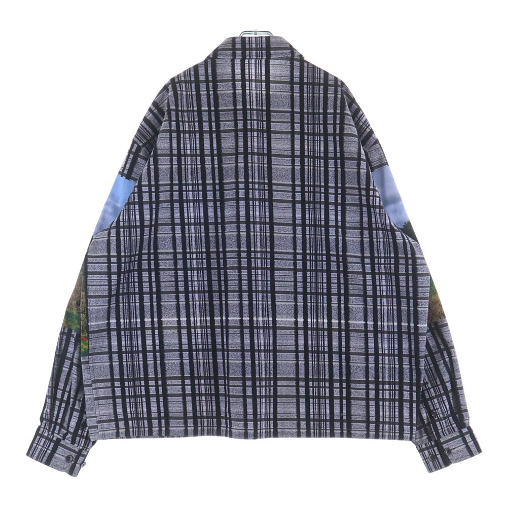 LOUIS VUITTON(ルイヴィトン) 23AW チェック柄 フォトグラフィックプリント オーバーサイズ 長袖 シャツジャケット グレー/ライトブルー RM232 BIC HPS69W