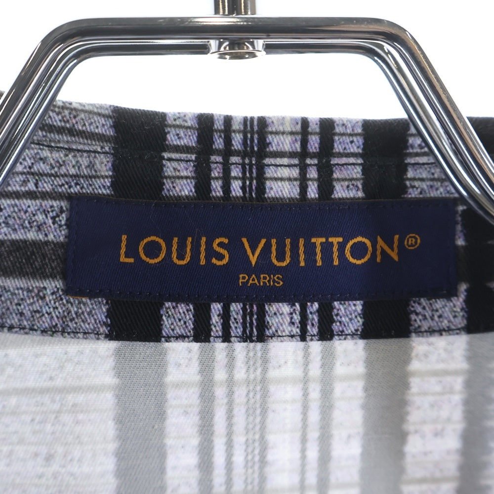 LOUIS VUITTON(ルイヴィトン) 23AW チェック柄 フォトグラフィックプリント オーバーサイズ 長袖 シャツジャケット グレー/ライトブルー RM232 BIC HPS69W