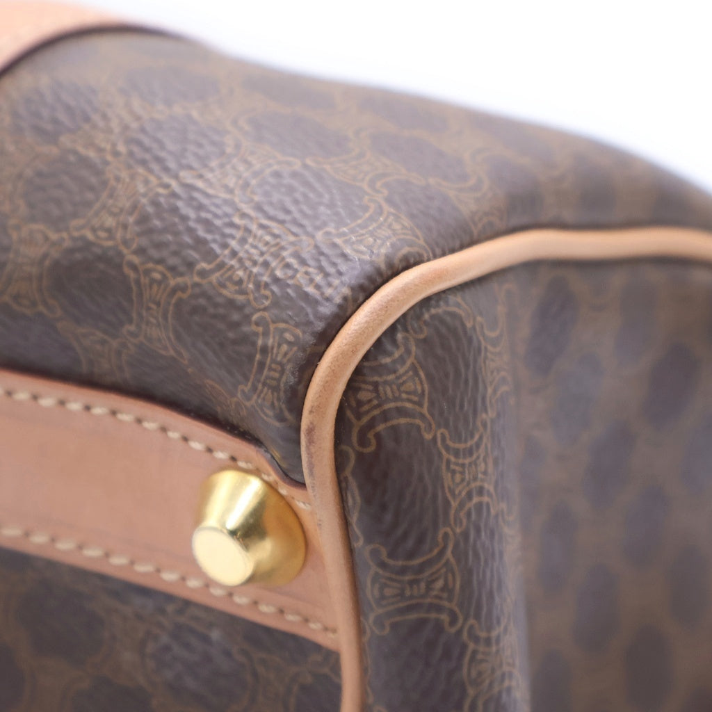 CELINE(セリーヌ) マカダム PVC レザー ハンド ミニボストンバッグ ゴールド金具 ブラウン レディース