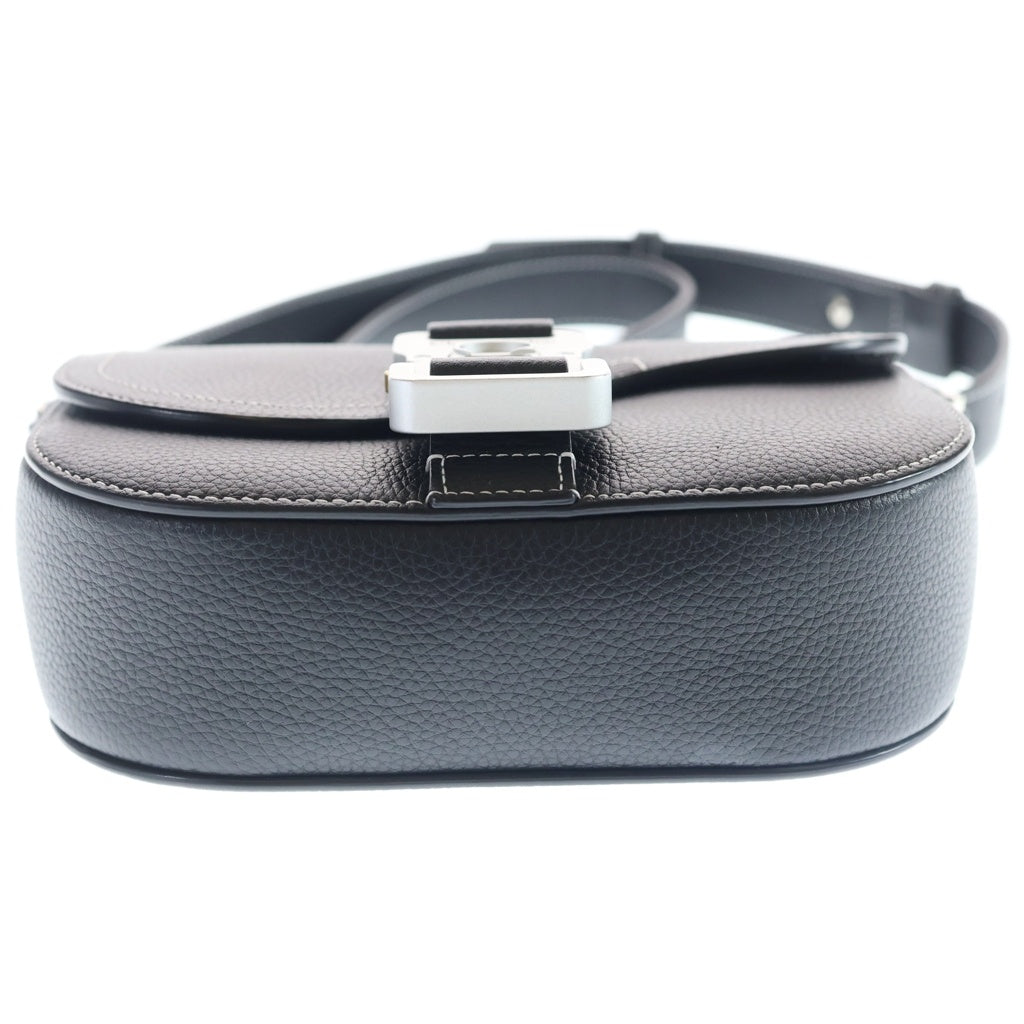 Christian Dior(クリスチャンディオール) サドル メッセンジャー ショルダーバッグ ミニバッグ ブラック レザー シルバー金具 レディース