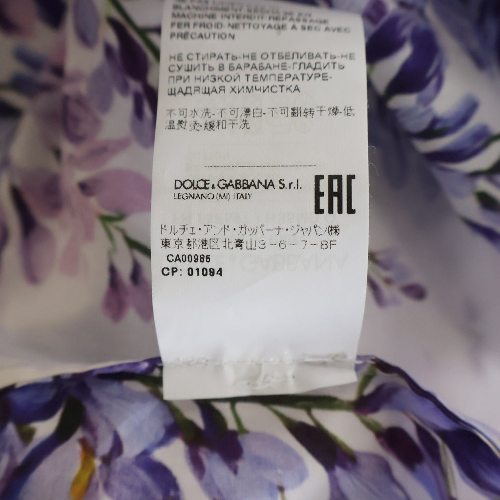 DOLCE & GABBANA(ドルチェアンドガッバーナ) ウィステリア 藤 フラワー総柄プリント 半袖シャツ ホワイト/パープル レディース F5P59T
