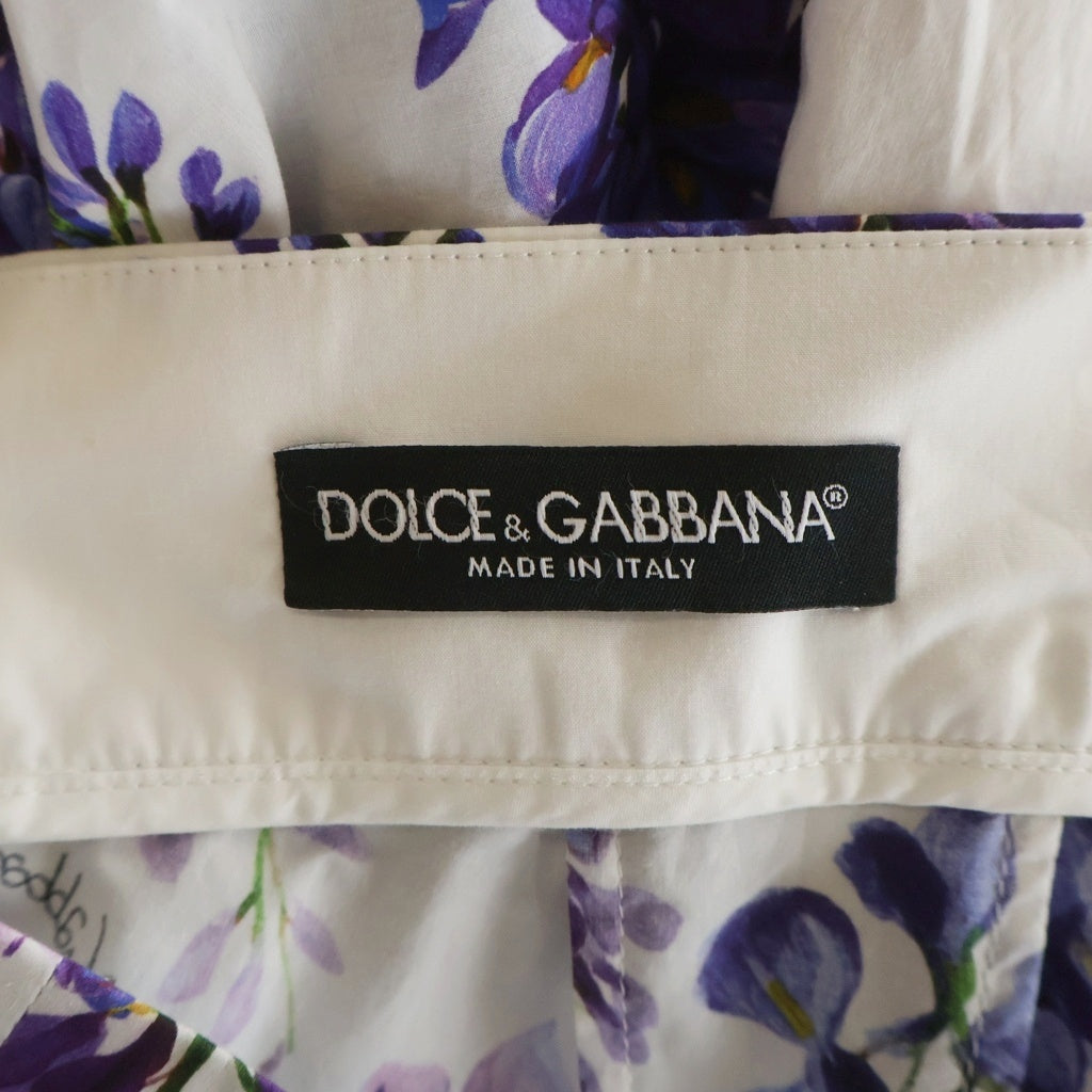 DOLCE & GABBANA(ドルチェアンドガッバーナ) ウィステリア 藤 フラワー総柄プリント ロング フレアスカート ホワイト/パープル レディース F4CCTT