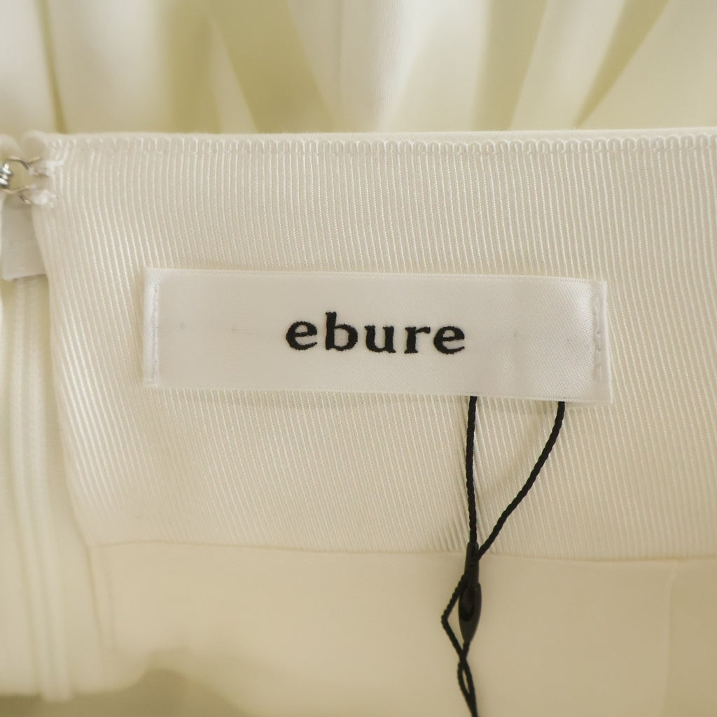 ebure(エブール) オーガニックコットン サテン ボリューム フレア ロングスカート ホワイト レディース 3410500044