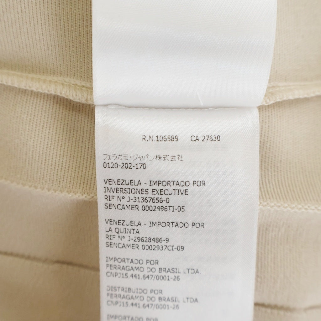 Salvatore Ferragamo(サルヴァトーレ フェラガモ) プリーツ加工 クルーネック 半袖 ニット ワンピース ベージュ レディース