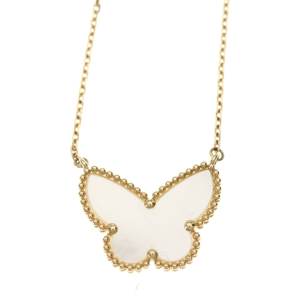 Van Cleef & Arpels(ヴァンクリーフアンドアーペル) ラッキーアルハンブラ パピヨン マザーオブパール ネックレス K18YG イエローゴールド VCARD99500 レディース