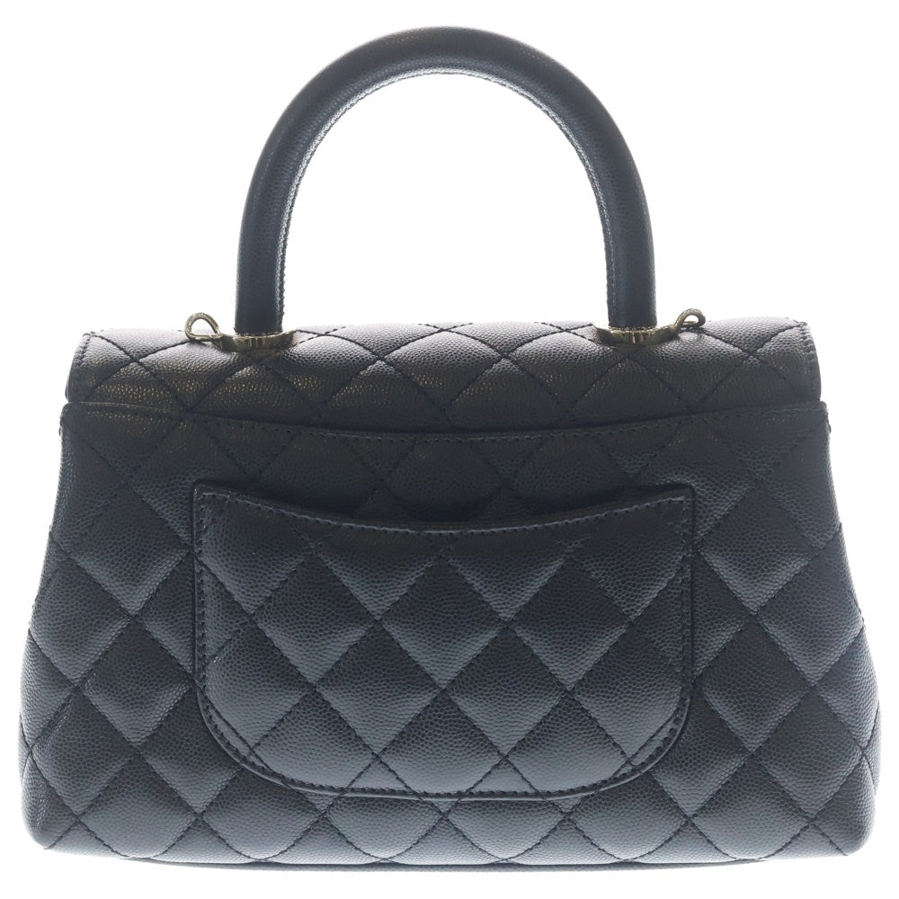 CHANEL(シャネル) ココハンドル24 XS ココマーク キャビアスキン 2WAY レザーハンドバッグ チェーンショルダーバッグ GD金具 ブラック A92990 レディース
