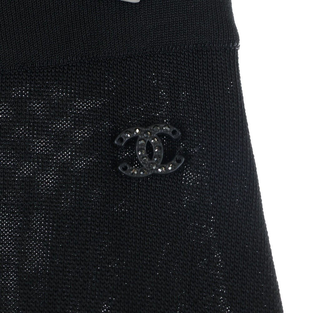 CHANEL(シャネル) レーヨン バイカラー ロング フレア スカート ブラック/ホワイト レディース P80117K11529