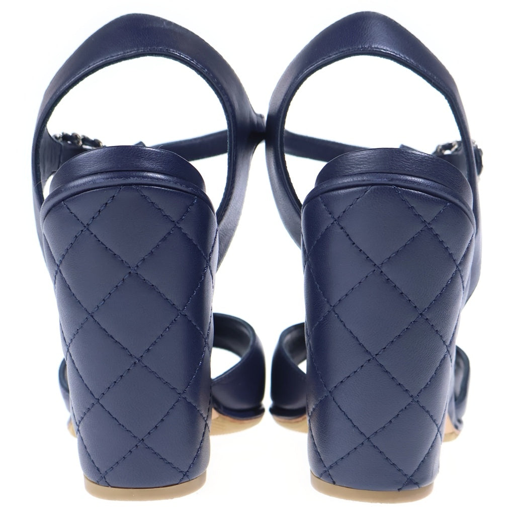 CHANEL(シャネル) マトラッセ ココマーク ウェッジソールサンダル ネイビー 37 レディース