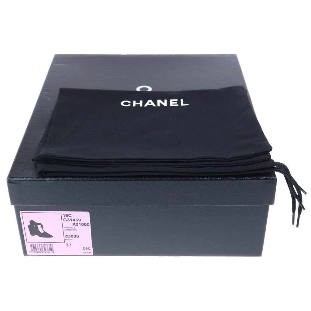 CHANEL(シャネル) マトラッセ ココマーク ウェッジソールサンダル ネイビー 37 レディース