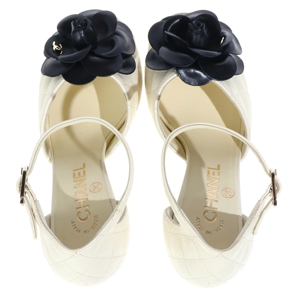 CHANEL(シャネル) カメリア ヒールサンダル ホワイト 37 1/2 レディース