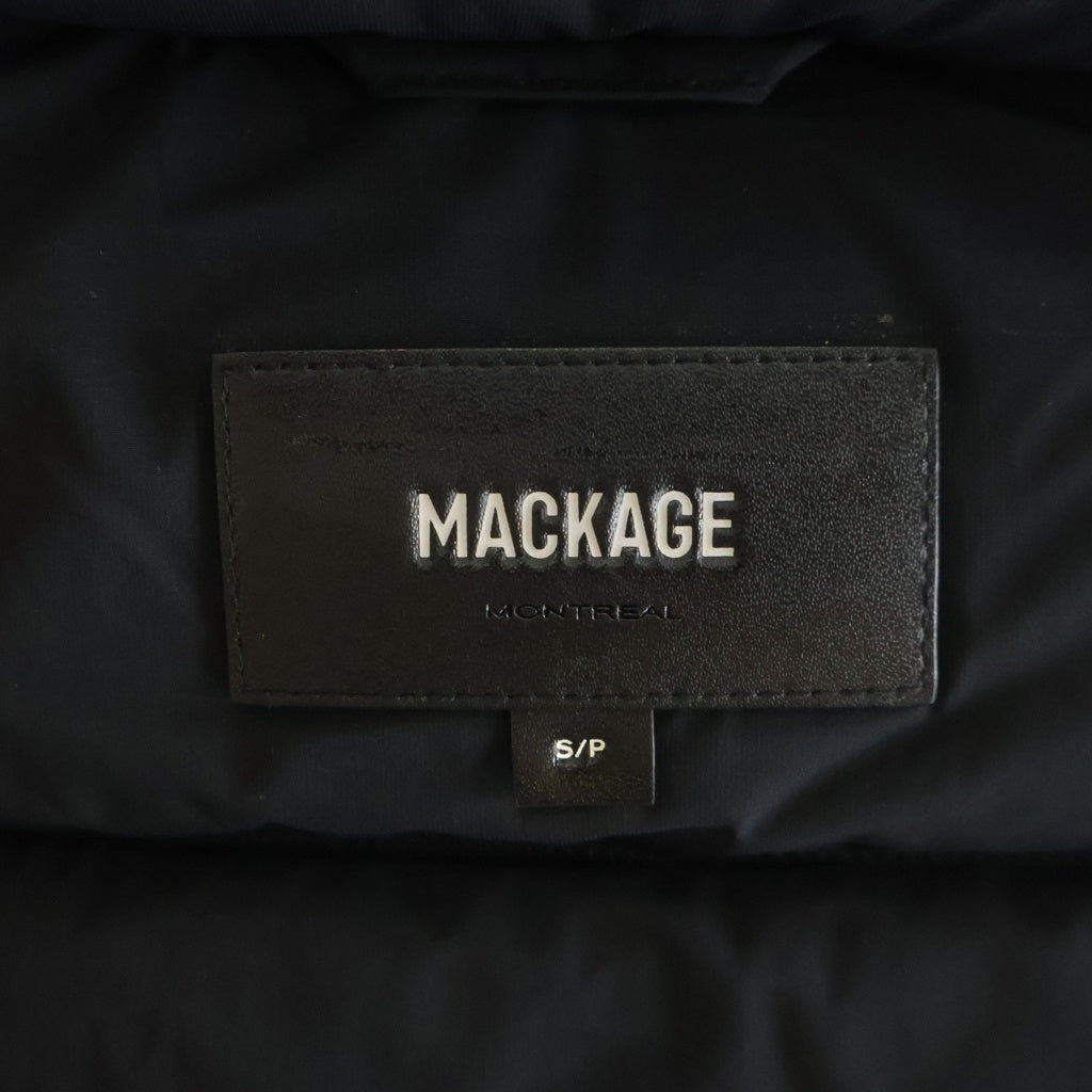 MACKAGE(マッカージュ) レザートリム ファーフーデッド ジップアップ ダウン ロングジャケット コート ブラック レディース 11332618-3A