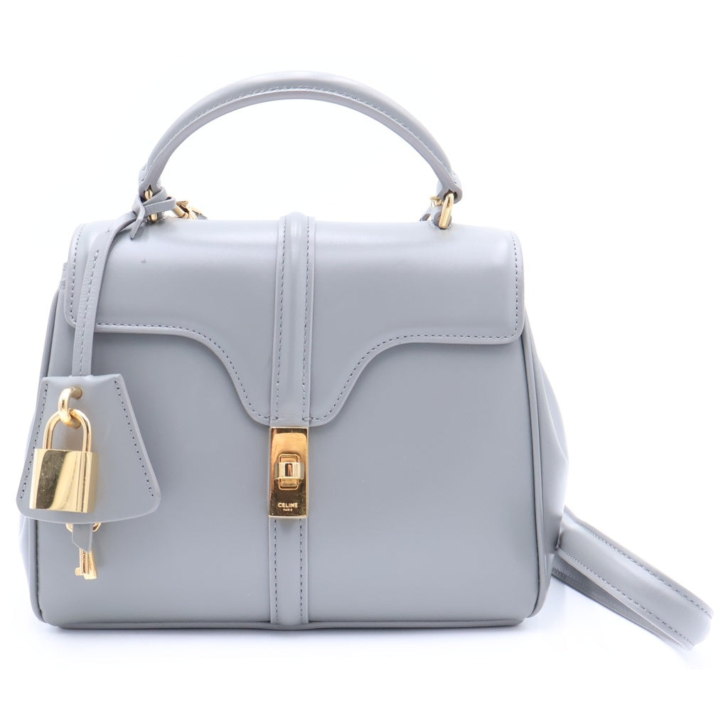 CELINE(セリーヌ) 16 セーズ スモール 2wayバッグ ハンドバッグ ミニバッグ ショルダーバッグ グレー レザー ゴールド金具 レディース