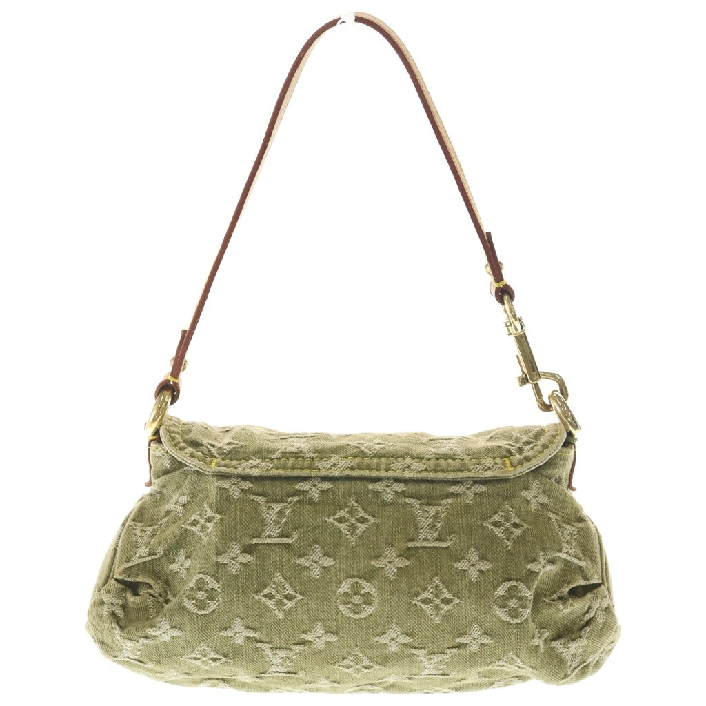 LOUIS VUITTON(ルイヴィトン) モノグラム デニム ミニ プリーティ リケン ワンショルダーバッグ ハンドバッグ イエローグリーン レザー×デニム M95217 ゴールド金具 レディース