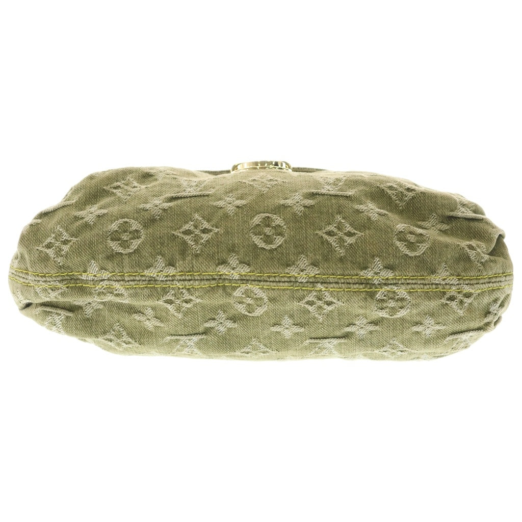 LOUIS VUITTON(ルイヴィトン) モノグラム デニム ミニ プリーティ リケン ワンショルダーバッグ ハンドバッグ イエローグリーン レザー×デニム M95217 ゴールド金具 レディース