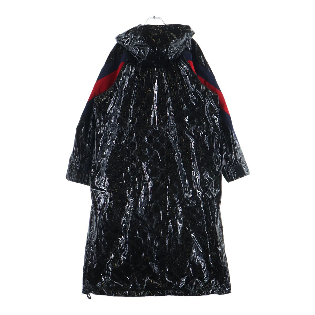 GUCCI(グッチ) GG パテント フーデッド ジップアップ コート ブラック 7717117
