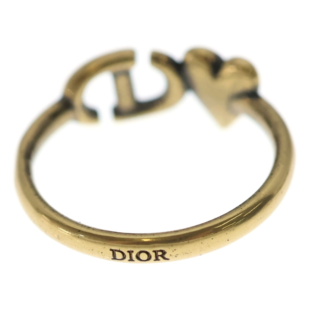 Christian Dior(クリスチャンディオール) CDロゴ ラッキーチャーム ハート リング ゴールド×ピンク GP #S レディース