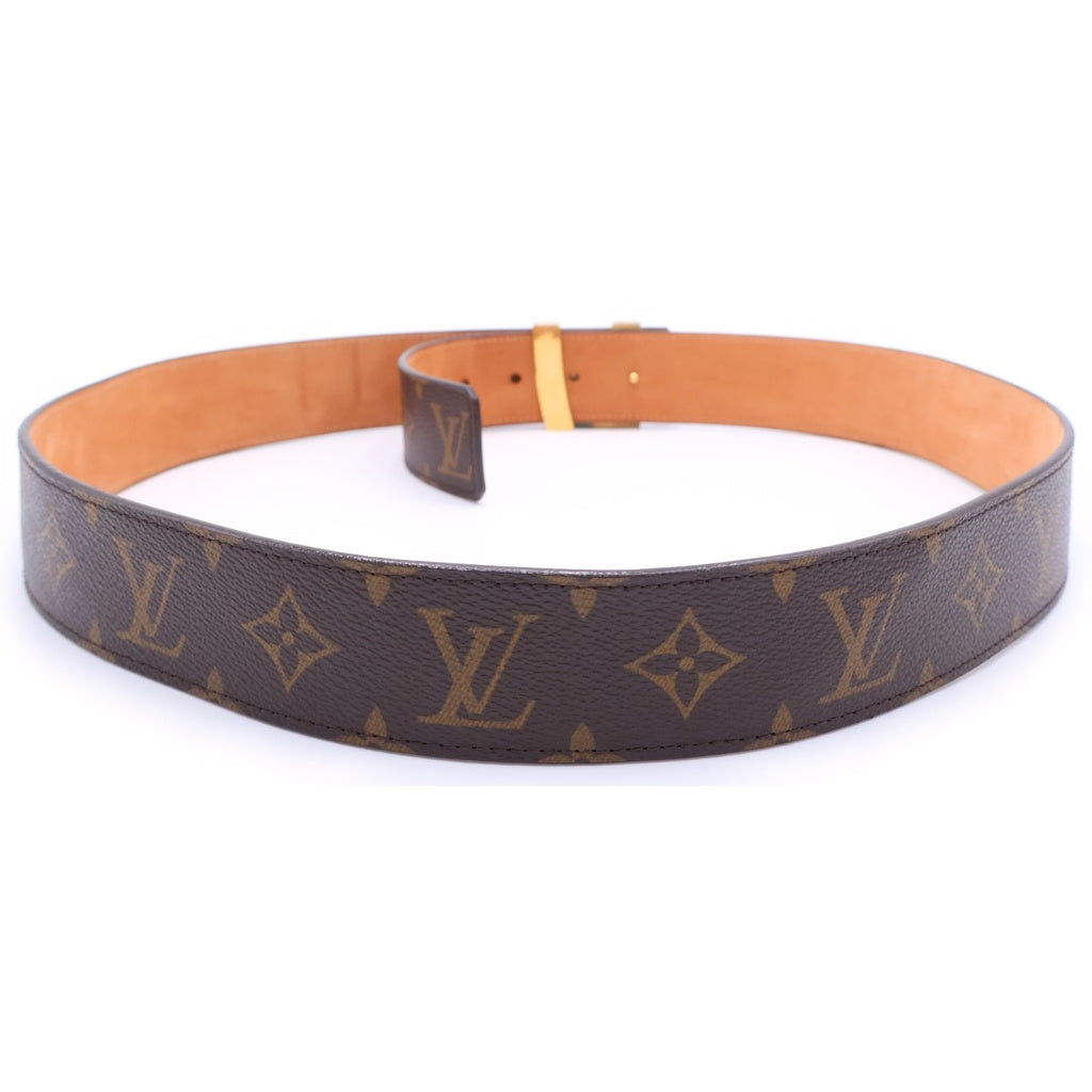 LOUIS VUITTON(ルイヴィトン) Vイニシャル モノグラム サンチュール レザーベルト ブラウン M9608 ゴールド金具 レディース