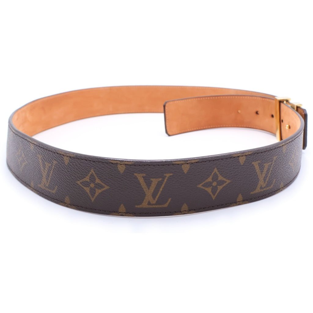 LOUIS VUITTON(ルイヴィトン) Vイニシャル モノグラム サンチュール レザーベルト ブラウン M9608 ゴールド金具 レディース