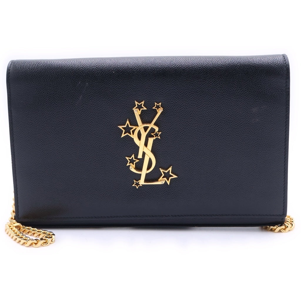 SAINT LAURENT PARIS(サンローランパリ) スターロゴチェーンショルダーウォレット ショルダーバッグ ブラック レザー 447933 ゴールド金具 レディース