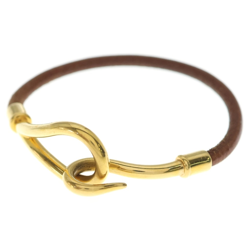 HERMES(エルメス) ジャンボ ブレスレット ブラウン×ゴールド レザー レディース