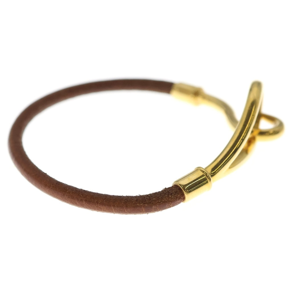 HERMES(エルメス) ジャンボ ブレスレット ブラウン×ゴールド レザー レディース