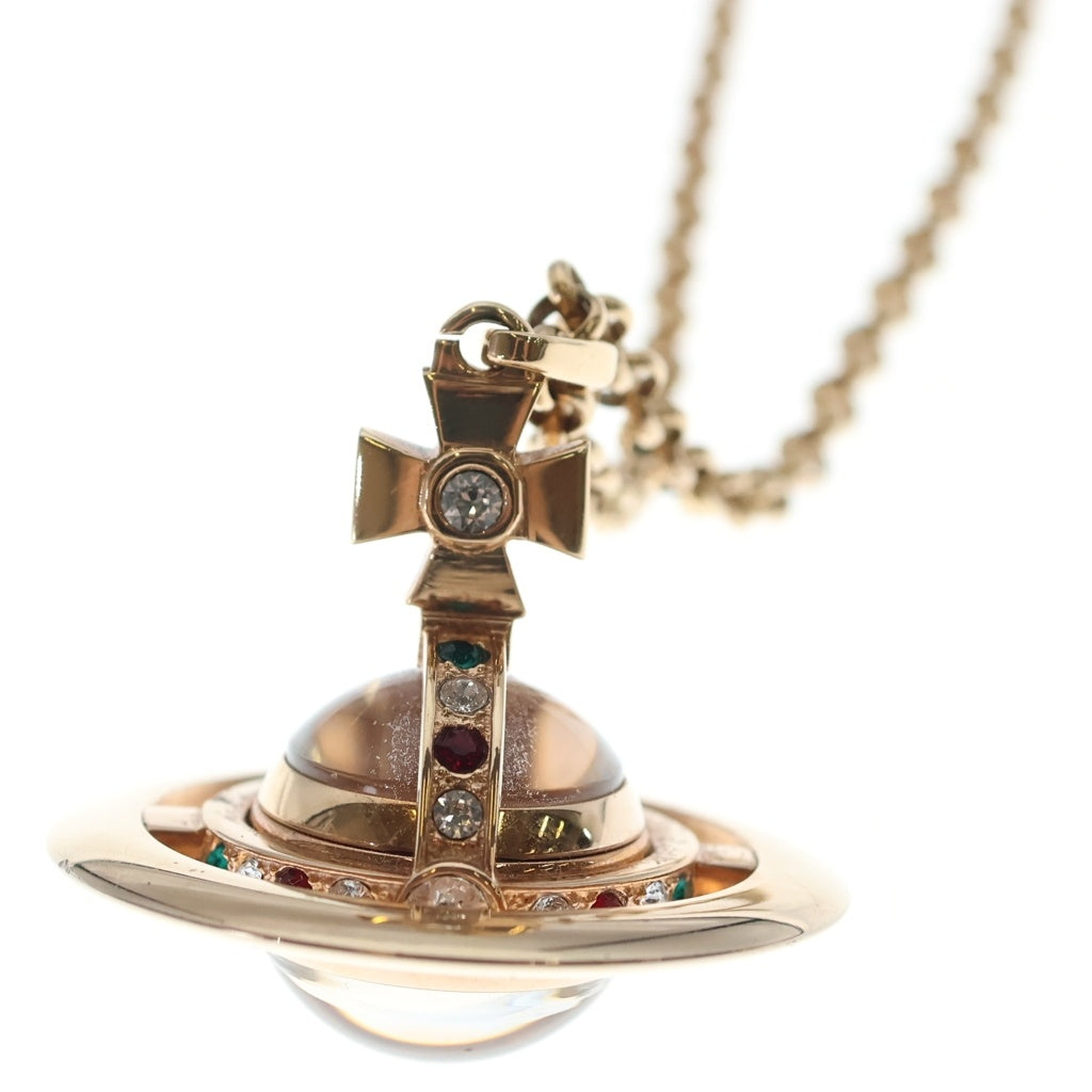 Vivienne Westwood(ヴィヴィアンウエストウッド) スモールオーブ ネックレス クォーツウォッチ 時計 シルバー文字盤 ピンクゴールド レディース