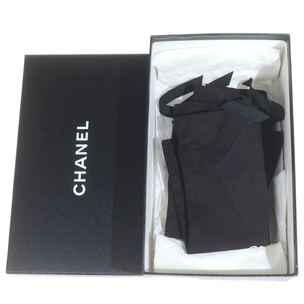 CHANEL(シャネル) ココマーク ラインストーン レザー エスパドリーユ フラットシューズ スリッポン ブラック レディースG35602