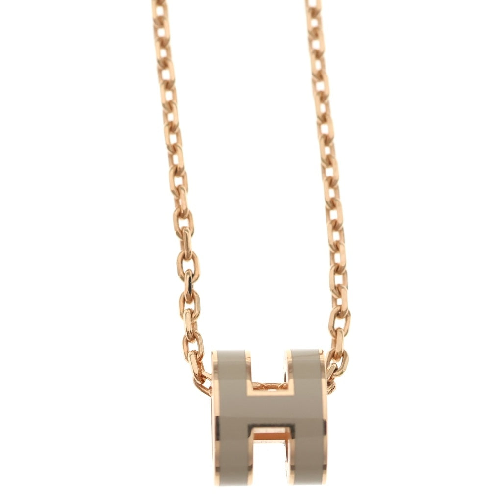 HERMES(エルメス) ポップH ネックレス ペンダント チェーン ベージュ×ピンクゴールド GP レディース