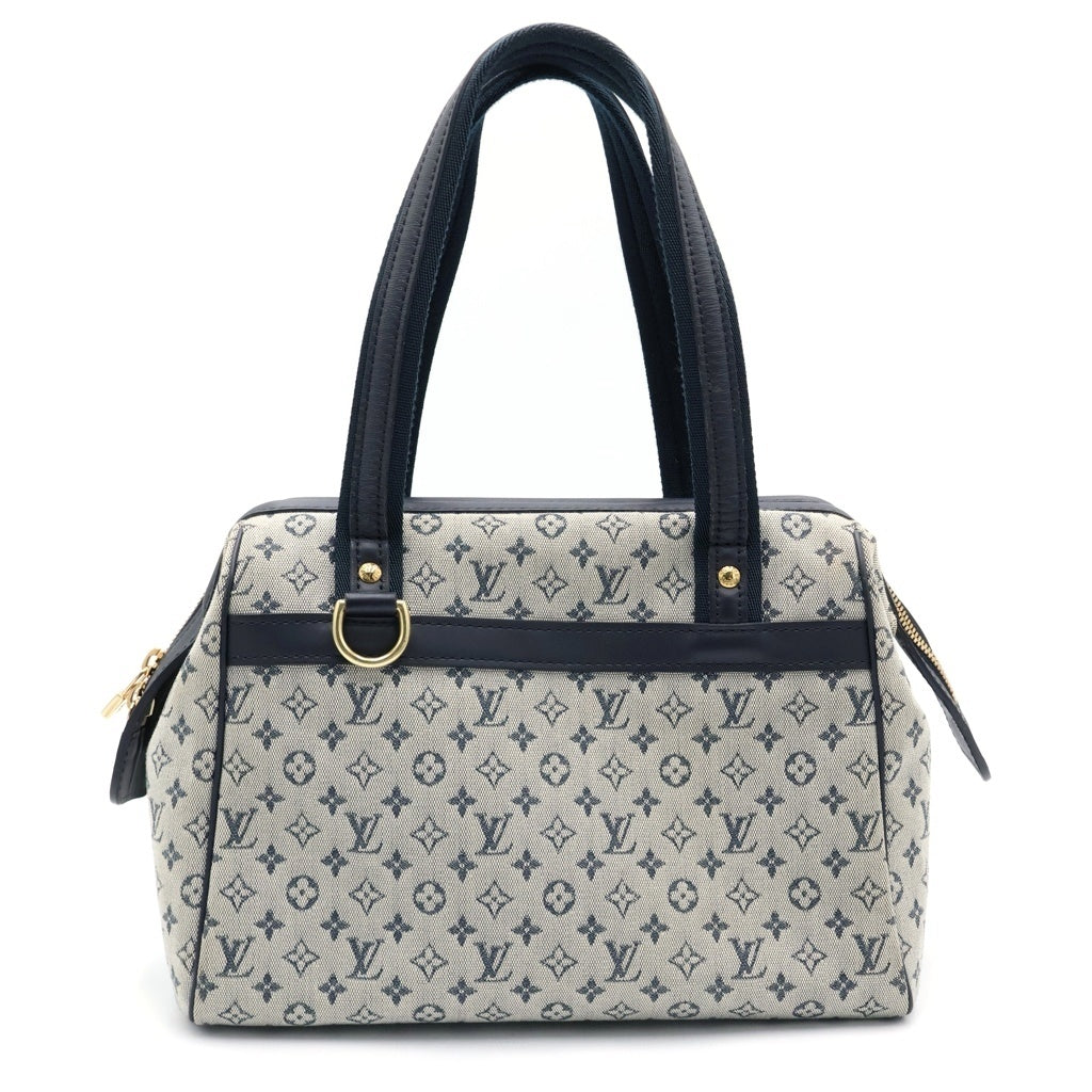 LOUIS VUITTON(ルイヴィトン) モノグラム ミニ ジョセフィーヌ ボストンバッグ ハンドバッグ ネイビー×アイボリー レザー×キャンバス M93210 ゴールド金具 レディース