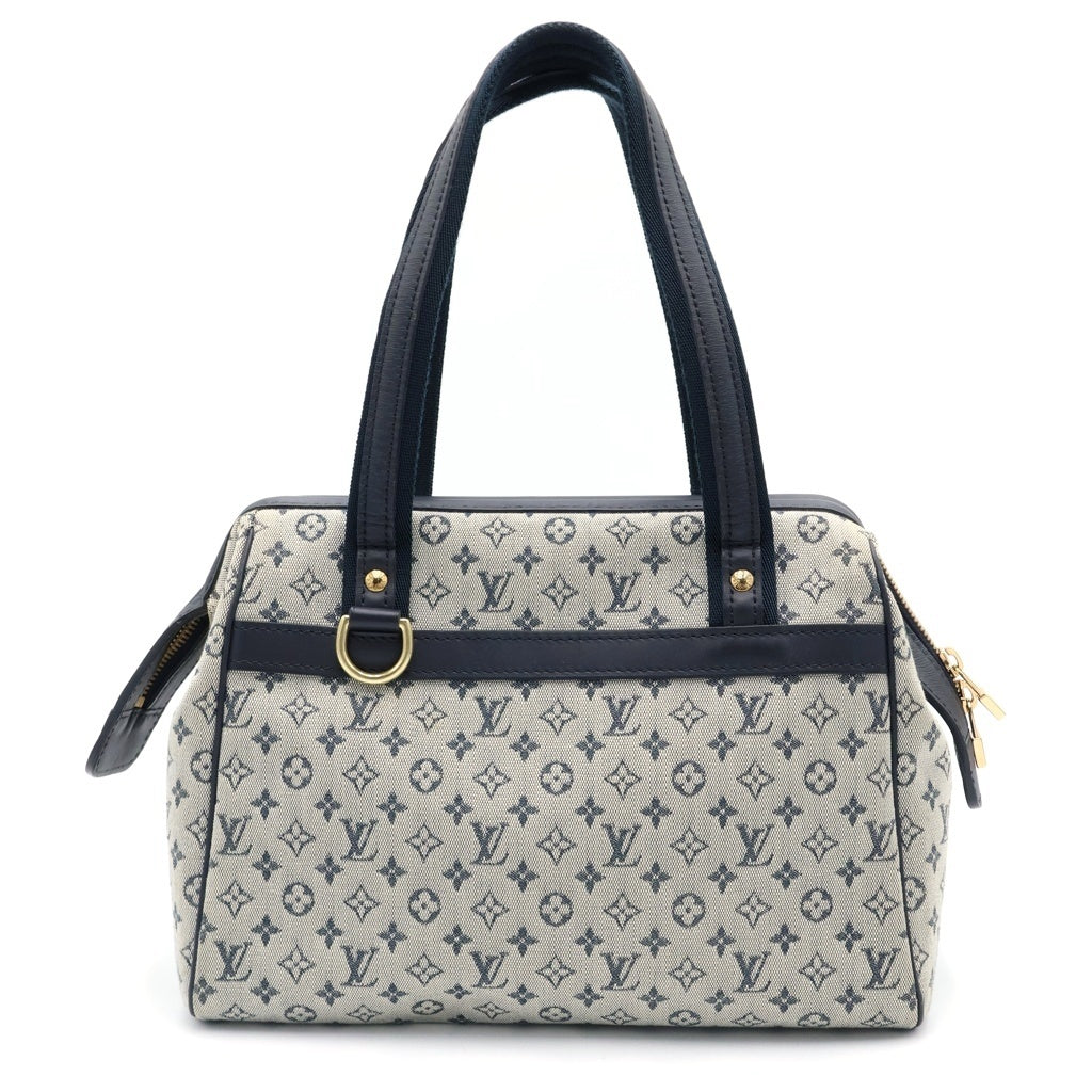 LOUIS VUITTON(ルイヴィトン) モノグラム ミニ ジョセフィーヌ ボストンバッグ ハンドバッグ ネイビー×アイボリー レザー×キャンバス M93210 ゴールド金具 レディース