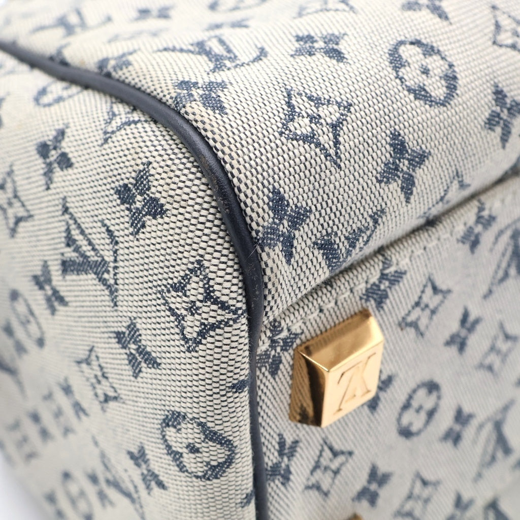 LOUIS VUITTON(ルイヴィトン) モノグラム ミニ ジョセフィーヌ ボストンバッグ ハンドバッグ ネイビー×アイボリー レザー×キャンバス M93210 ゴールド金具 レディース