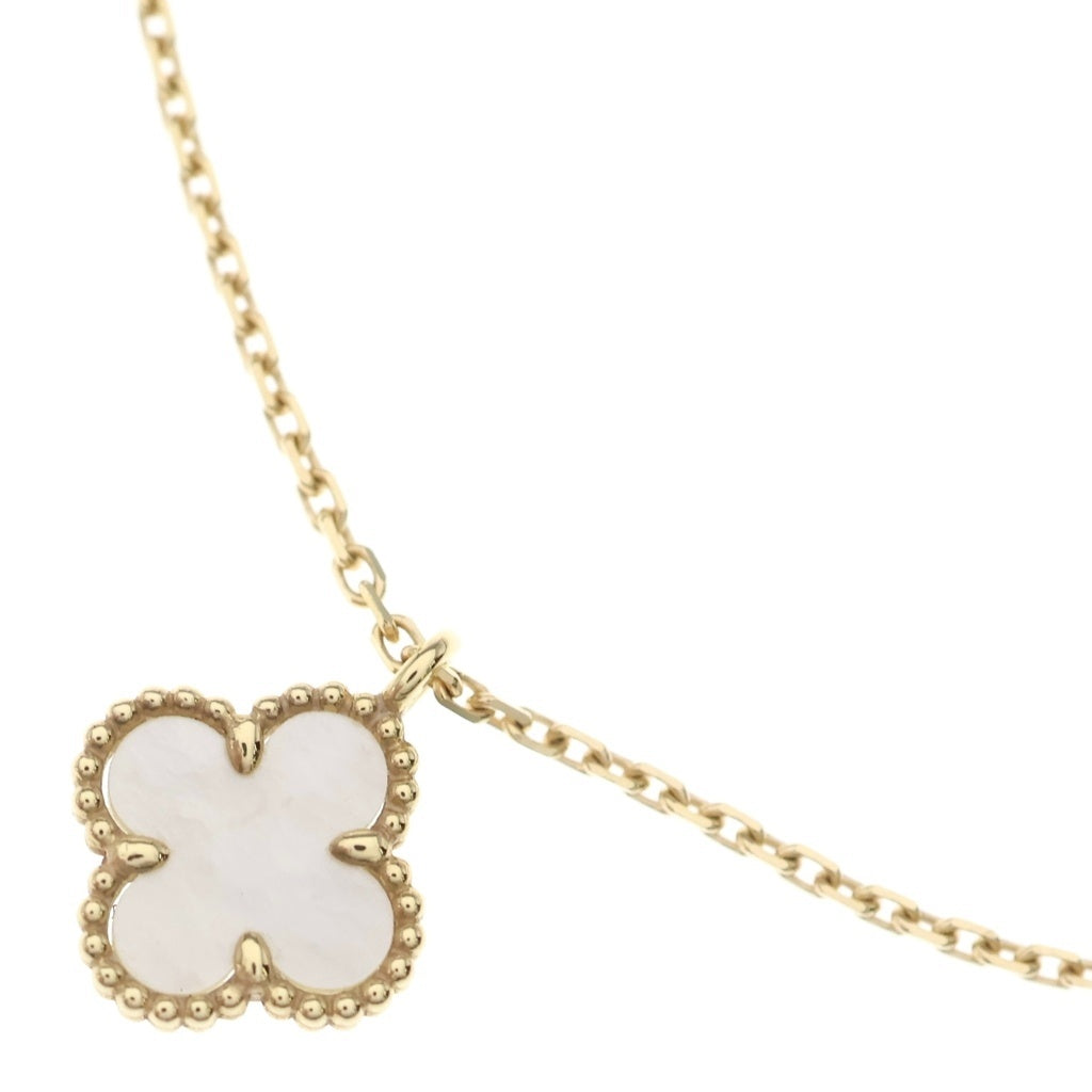 Van Cleef & Arpels(ヴァンクリーフアンドアーペル) スウィートアルハンブラ マザーオブパール ネックレス ペンダント チェーン ゴールド×ホワイト Au750YG 2.9g VCARF69100 レディース