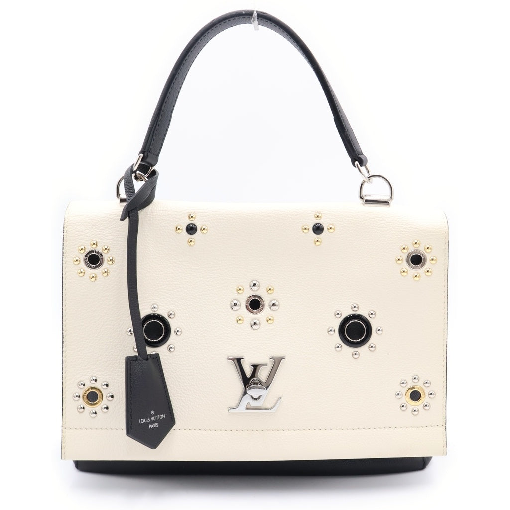 LOUIS VUITTON(ルイヴィトン) ロックミー2 メカニカルロックフラワー ハンドバッグ ショルダーバッグ 2WAYバッグ ホワイト×ブラック レザー M54111 シルバー金具 レディース