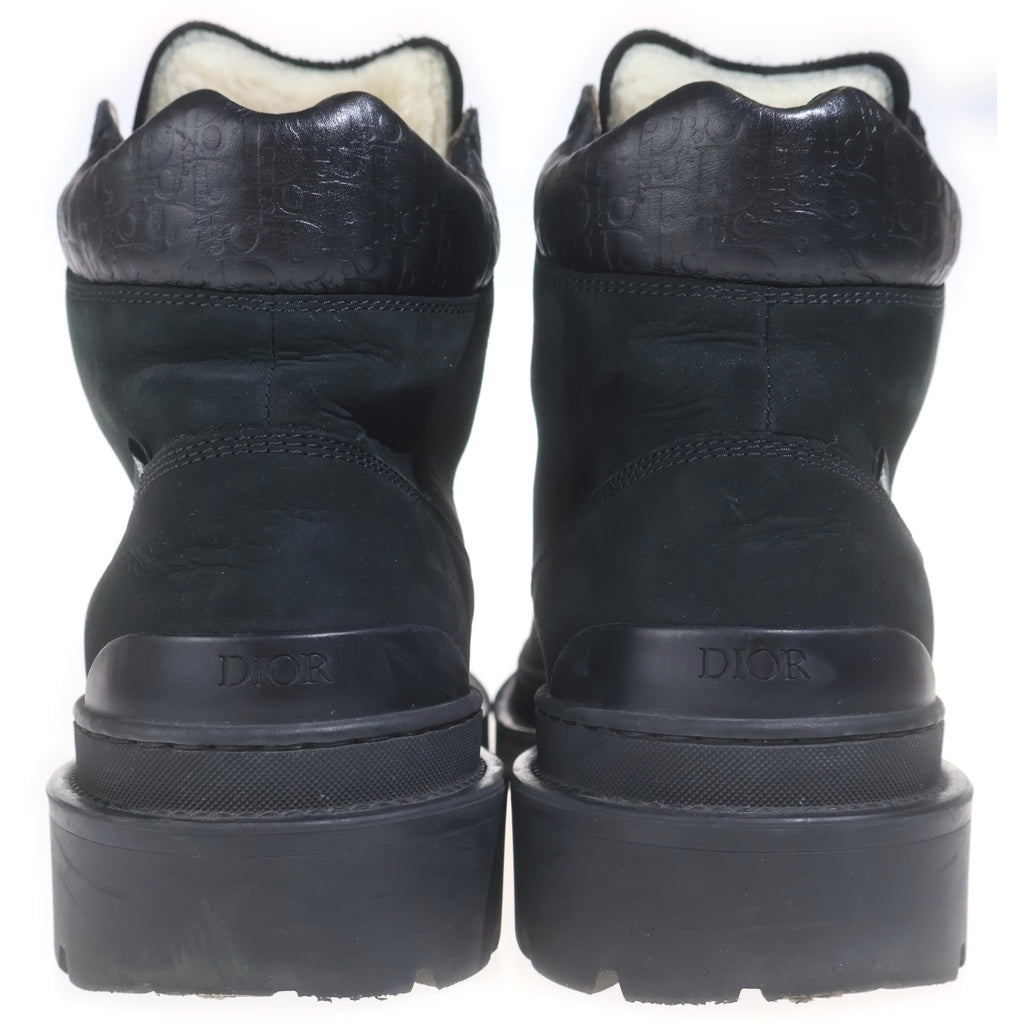 Christian Dior(クリスチャンディオール) 20AW オブリーク エンボス レザー レースアップ ワーク ショートブーツ ブラック
