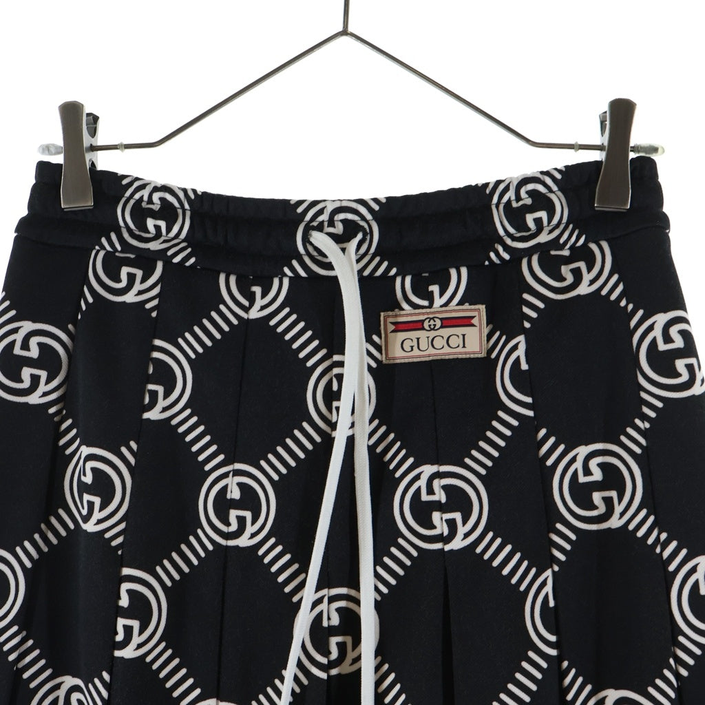 GUCCI(グッチ) インターロッキングG 総柄プリント ロング フレア スカート ブラック レディース 681273