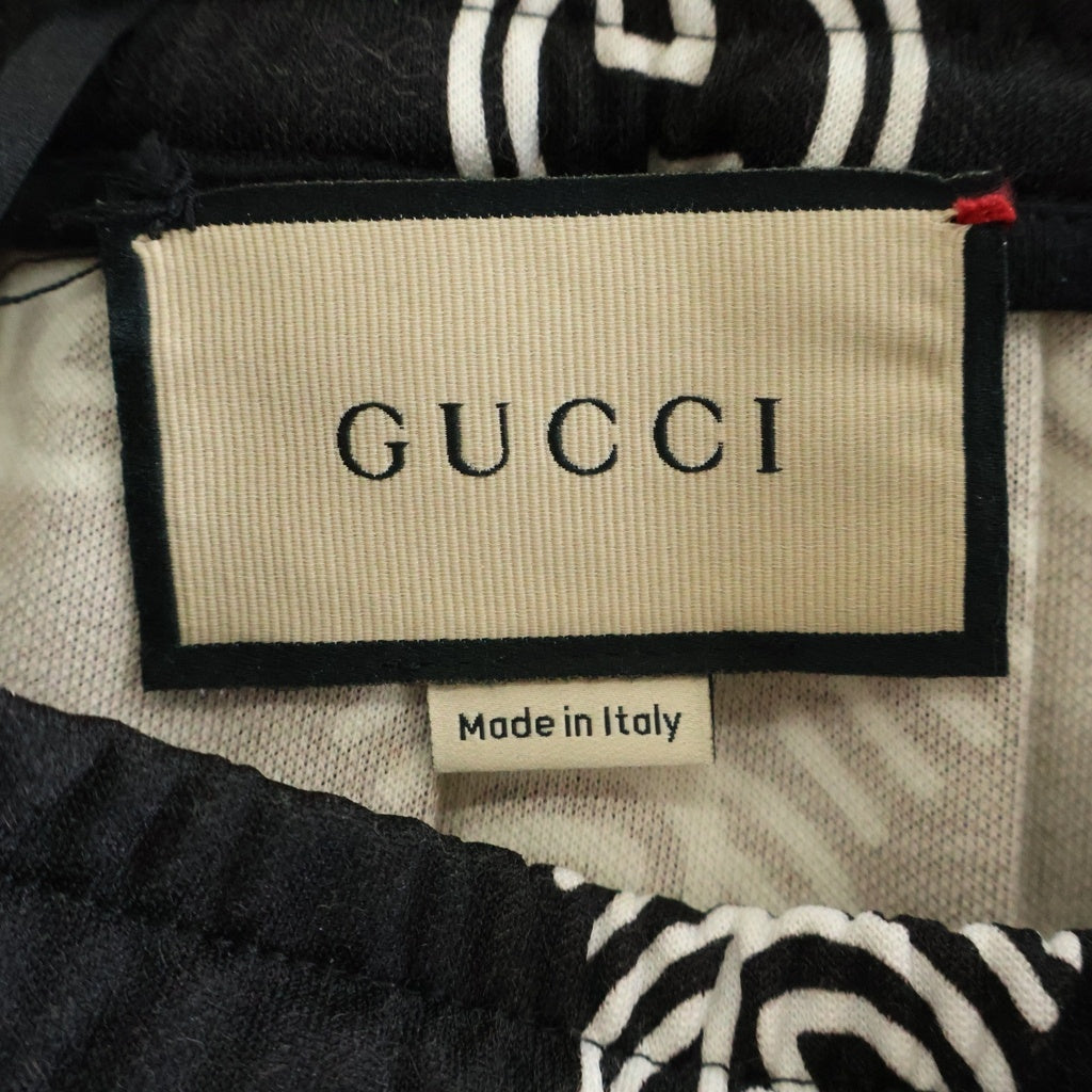 GUCCI(グッチ) インターロッキングG 総柄プリント ロング フレア スカート ブラック レディース 681273