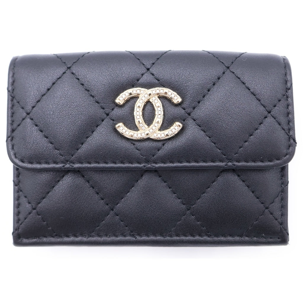 CHANEL(シャネル) ココマーク ラインストーン 三つ折り財布 コンパクト