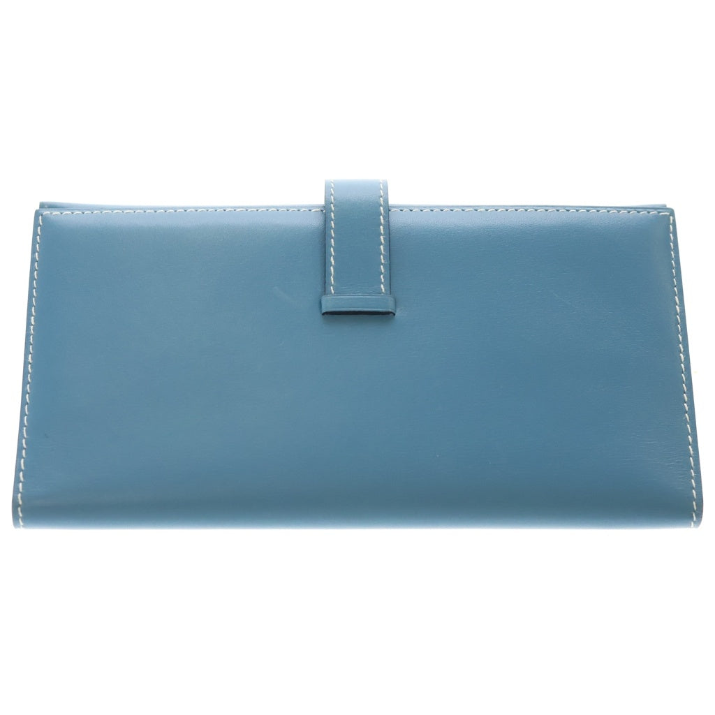 HERMES(エルメス) べアン クラシック ブルージーン シェーブル ロングウォレット 長財布 カードケース ブルー レザー シルバー金具 レディース
