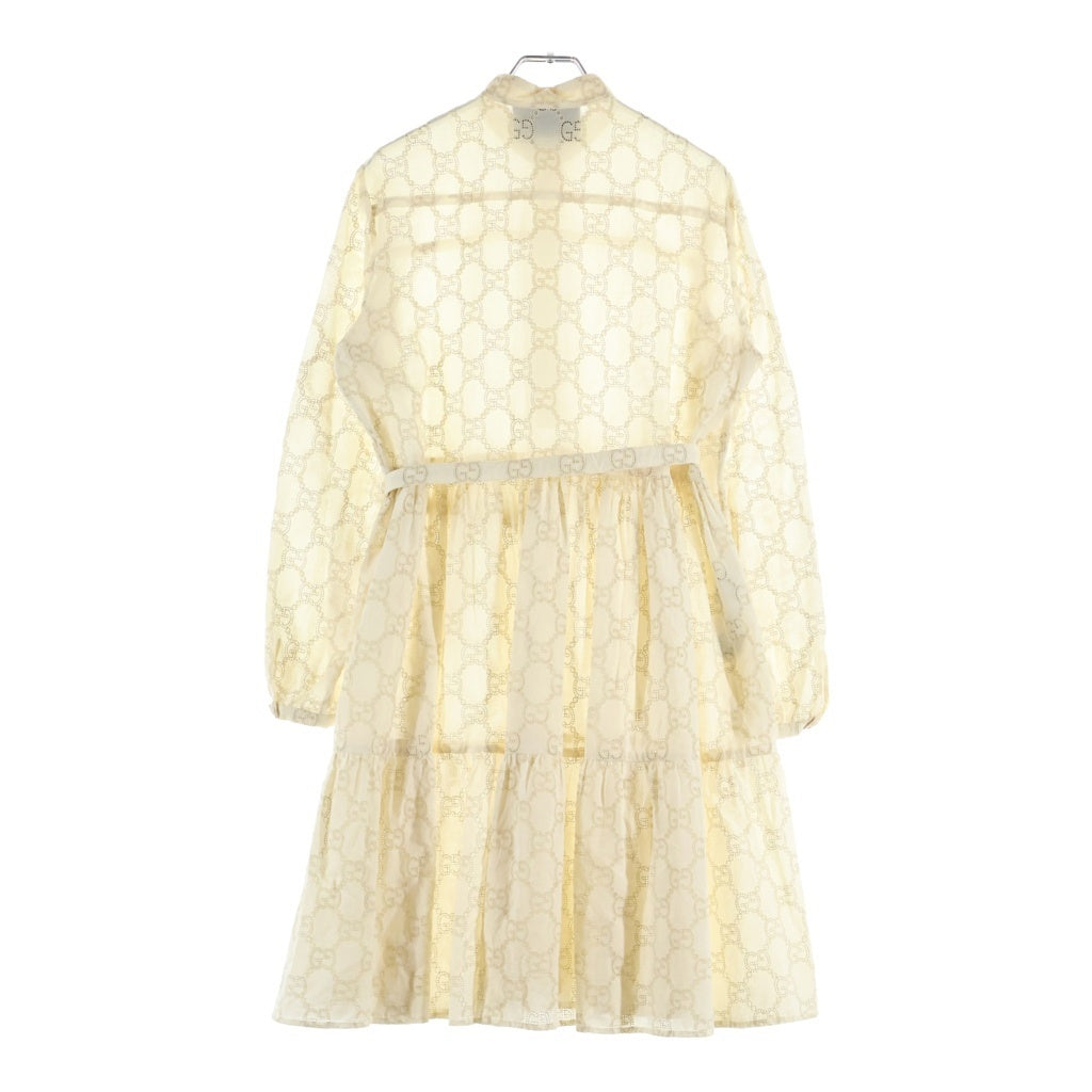 GUCCI(グッチ) GGイングリッシュ エンブロイダリー アイボリー 長袖ワンピース 38 576824 レディース