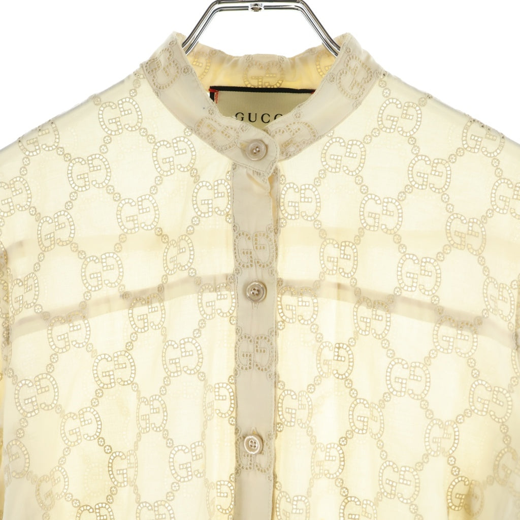 GUCCI(グッチ) GGイングリッシュ エンブロイダリー アイボリー 長袖ワンピース 38 576824 レディース